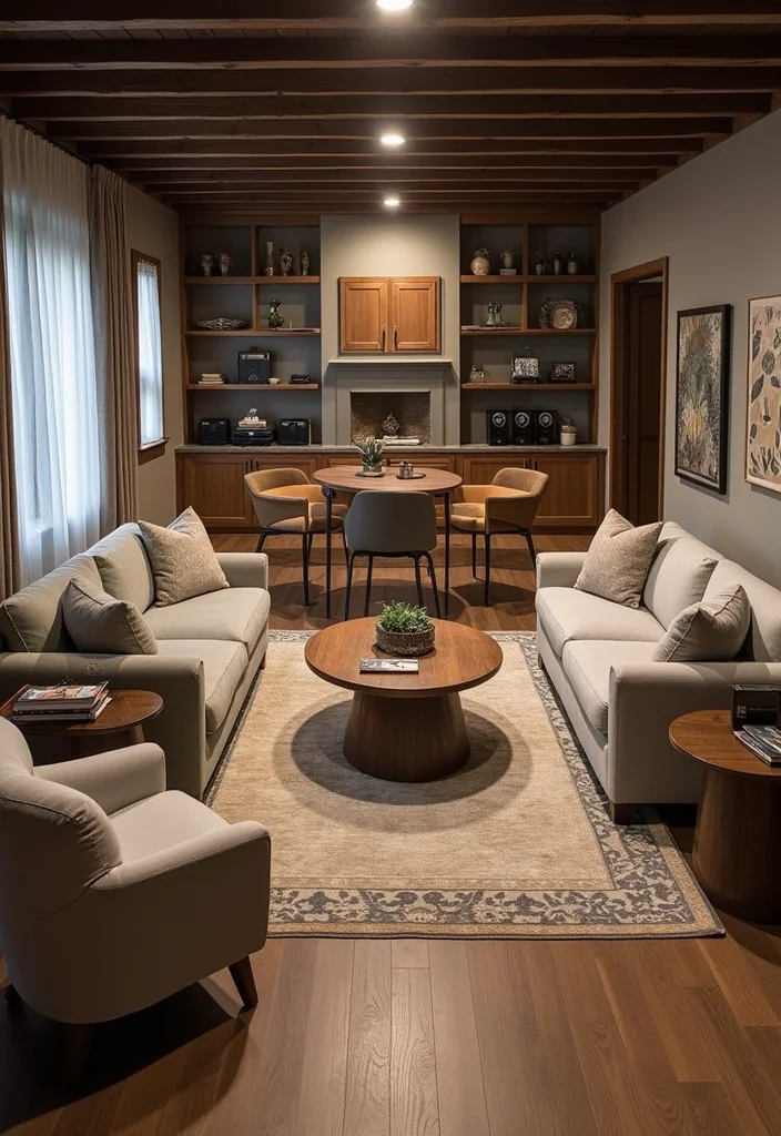 12 Basement Man Cave Ideas for Relaxed Personal Space - 11. Flexible Furniture Layout