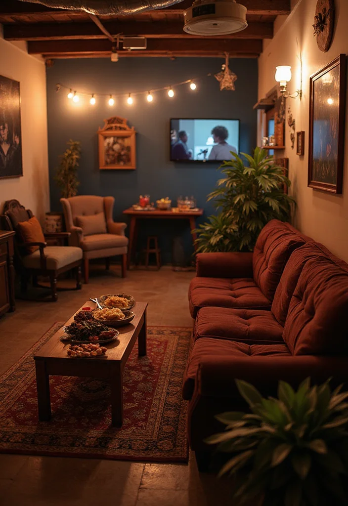 12 Basement Man Cave Ideas for Relaxed Personal Space - 4. Themed Movie Nights