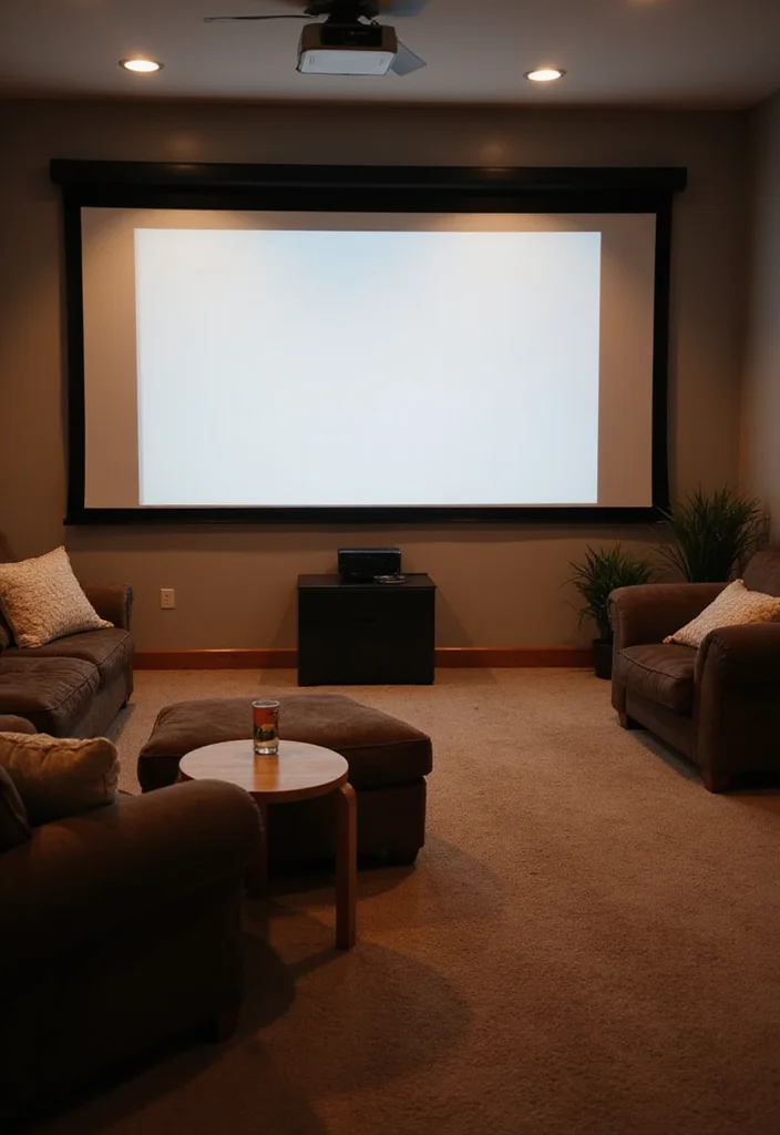 12 Basement Man Cave Ideas for Relaxed Personal Space - 5. DIY Projector Screen