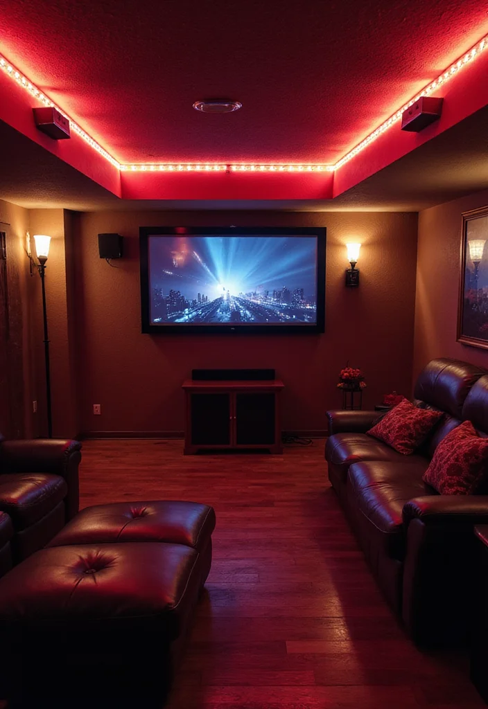 12 Basement Man Cave Ideas for Relaxed Personal Space - 9. Mood Lighting Effects