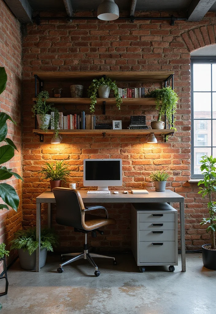 12 Basement Office Ideas for Quiet Productive Workspaces - 1. Industrial Chic Vibes