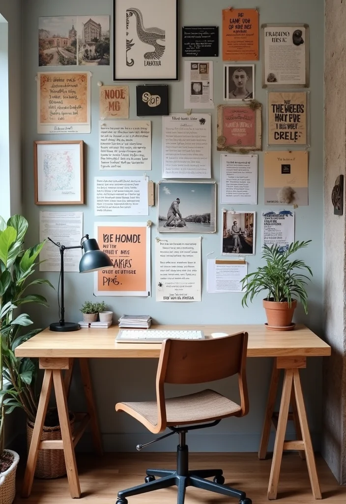 12 Basement Office Ideas for Quiet Productive Workspaces - 12. Personalized Inspiration Wall
