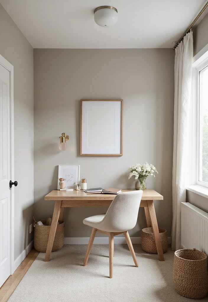 12 Basement Office Ideas for Quiet Productive Workspaces - 2. Minimalist Haven