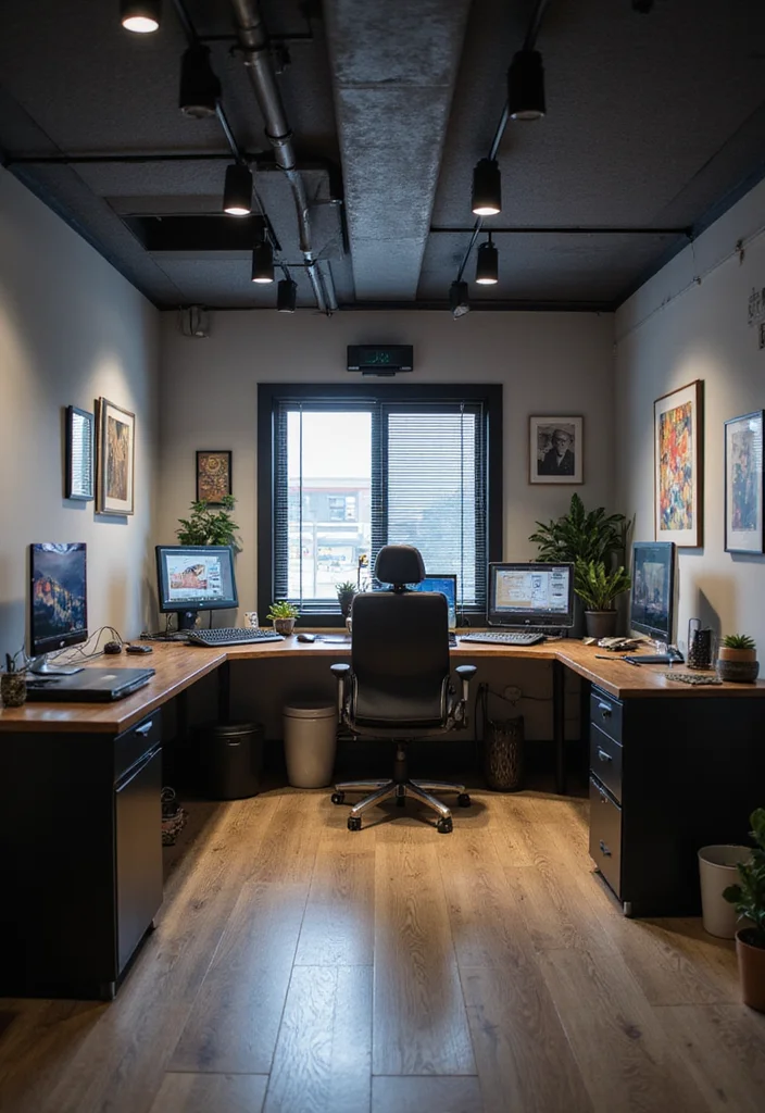 12 Basement Office Ideas for Quiet Productive Workspaces - 6. Modern Tech Hub