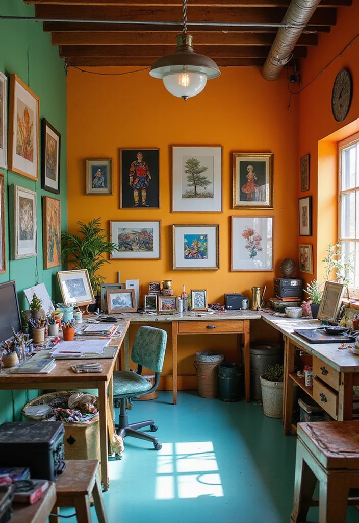 12 Basement Office Ideas for Quiet Productive Workspaces - 7. Creative Art Studio Office