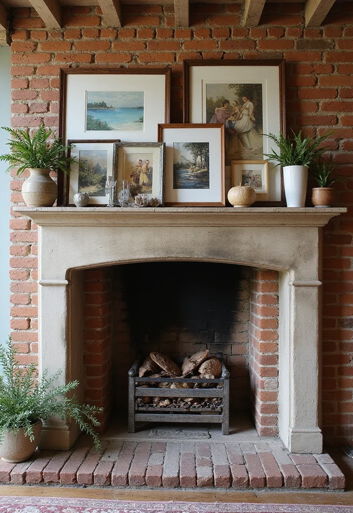 12 Brick Fireplace Ideas for Rustic Lasting Texture - 11. Fireplace Artwork