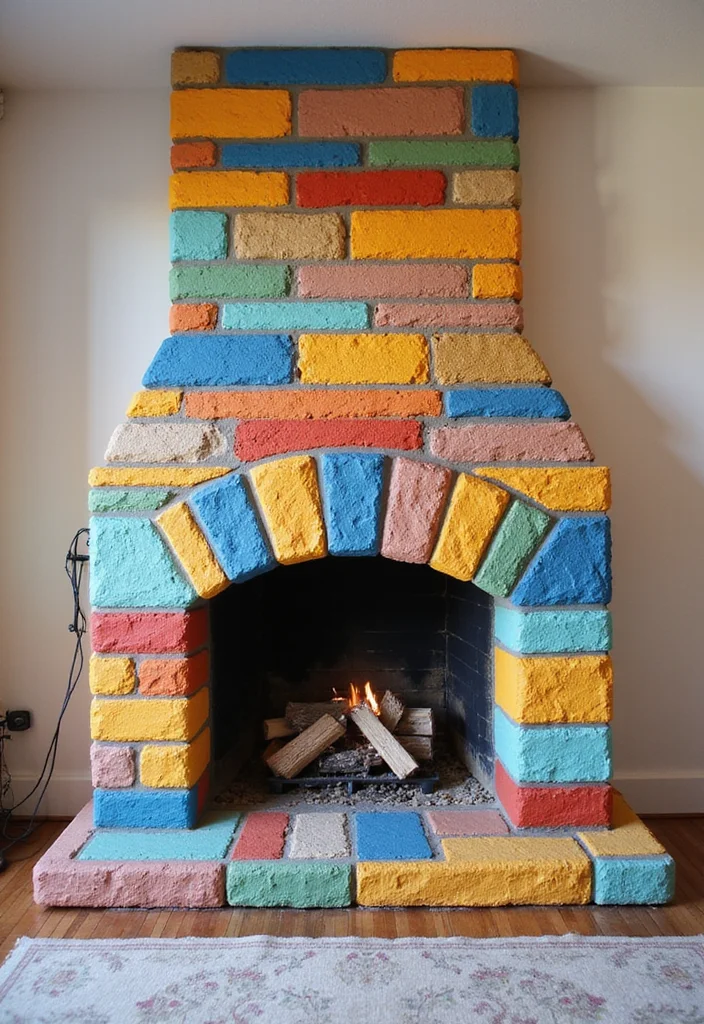 12 Brick Fireplace Ideas for Rustic Lasting Texture - 9. Multicolored Brick Styles