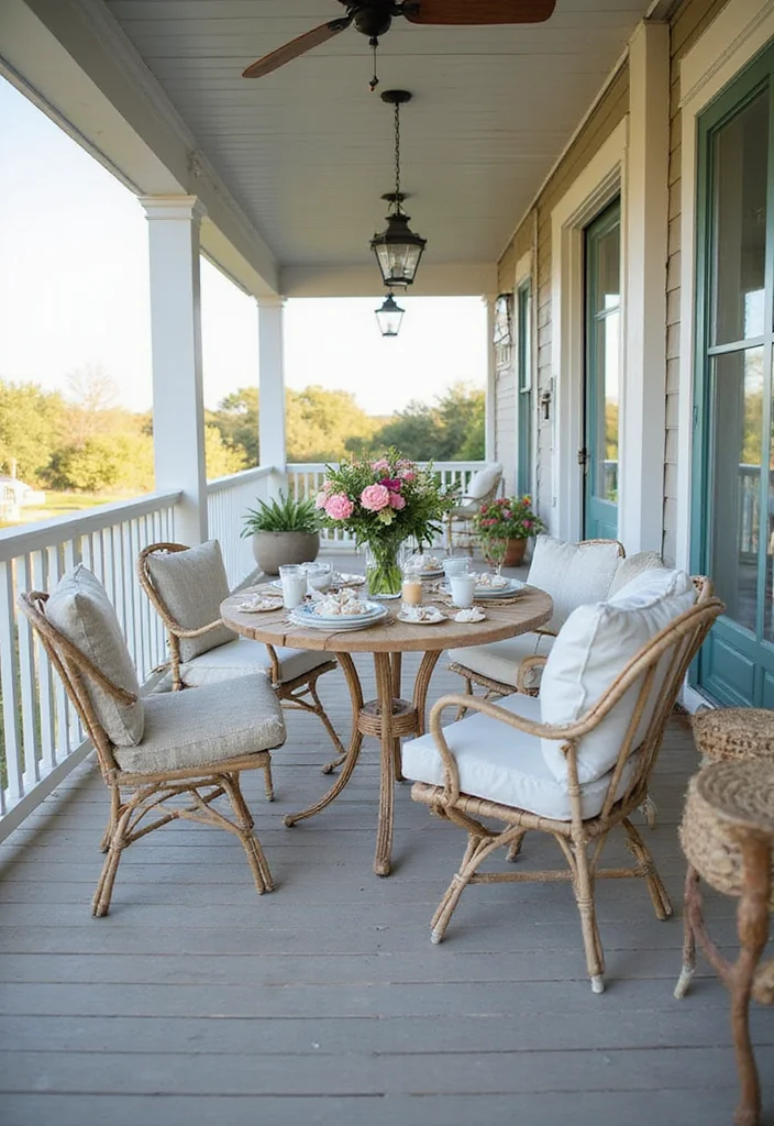 12 Coastal Front Porch Ideas for Breezy Relaxed Charm - 8. Outdoor Dining Delight