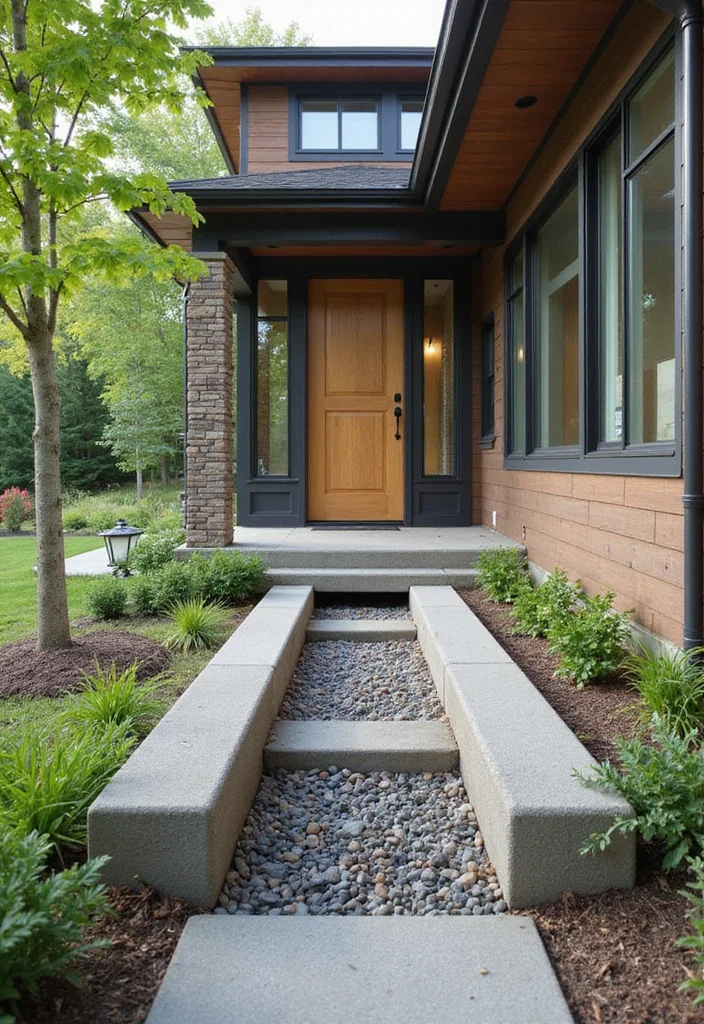 12 Concrete Front Porch Ideas for Clean Modern Durability - 12. Efficient Drainage Solutions