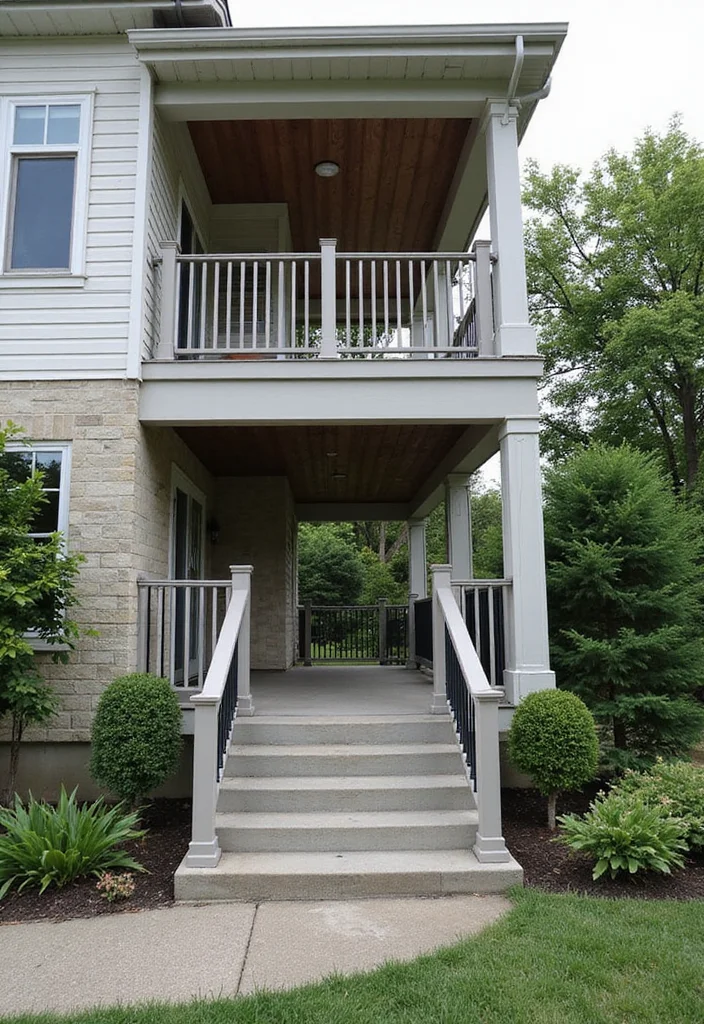 12 Concrete Front Porch Ideas for Clean Modern Durability - 8. Elevated Concrete Floors