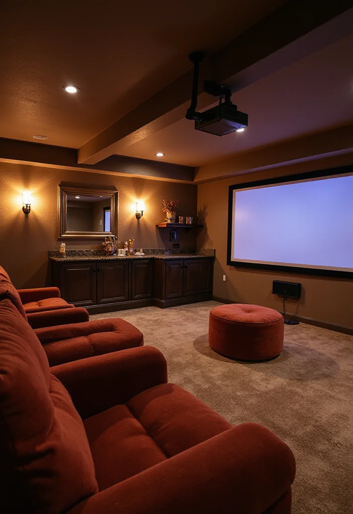 12 Cozy Basement Ideas for Warm Inviting Comfort 56 12 Cozy Basement Ideas for Warm Inviting Comfort - 6. Create a Home Theater