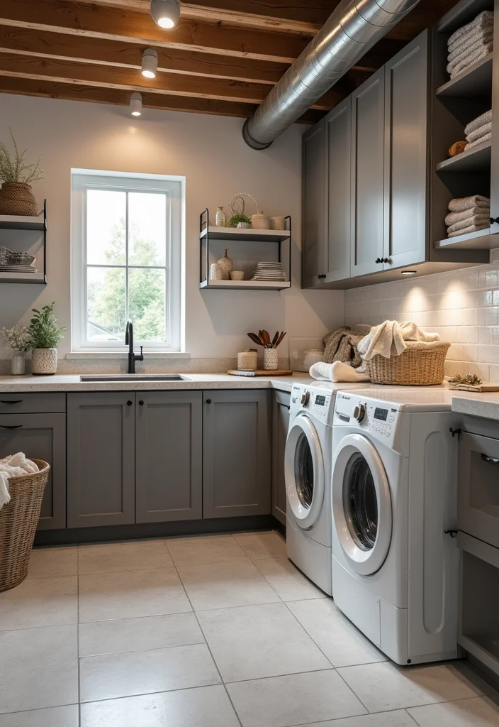 12 Decorating Basement Ideas for Easy Visual Upgrades - 5. Modern Laundry Room