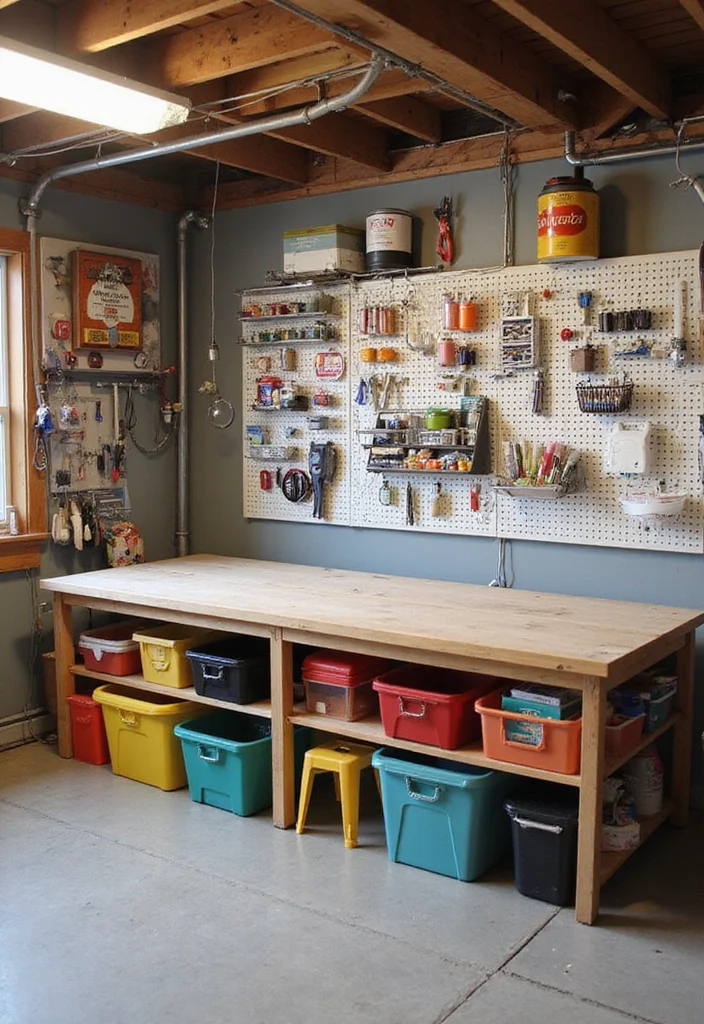 12 Decorating Basement Ideas for Easy Visual Upgrades - 6. Crafting Corner