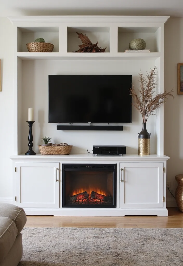 12 Electric Fireplace Ideas for Modern Easy Warmth 45 12 Electric Fireplace Ideas for Modern Easy Warmth - 5. Multi-functional Entertainment Centers