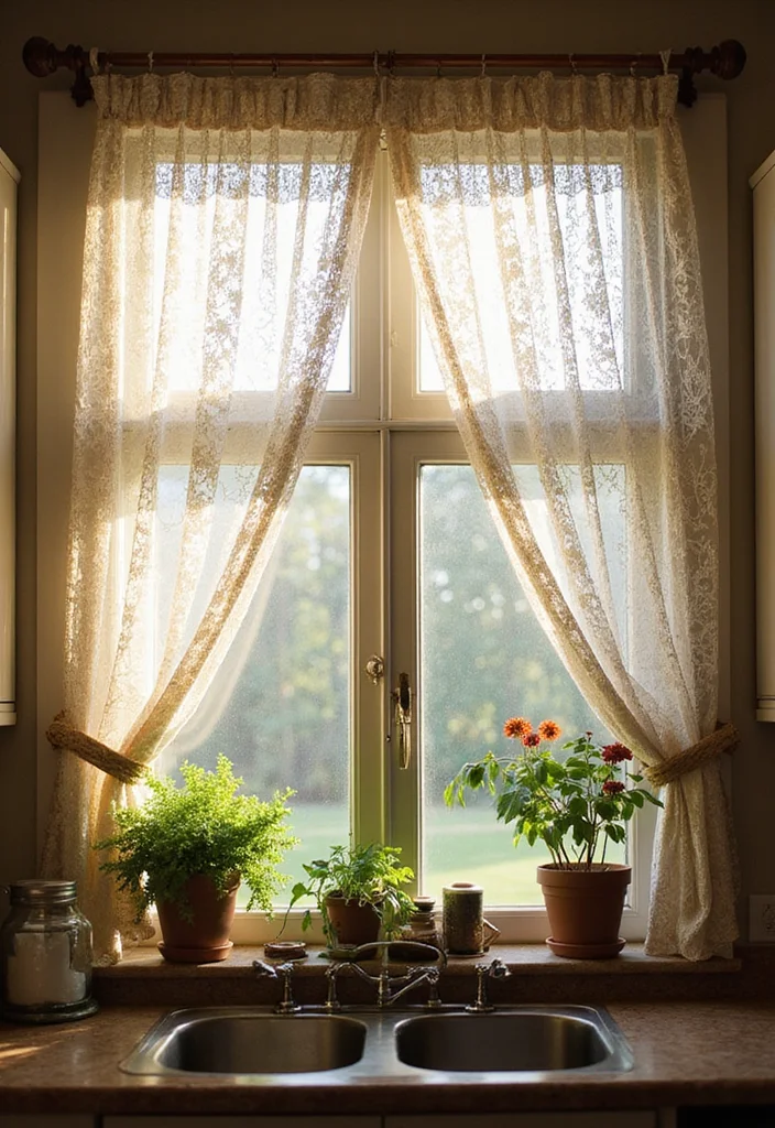 12 Farmhouse Curtain Ideas for Cozy Country Charm - 1. Vintage Lace Curtains