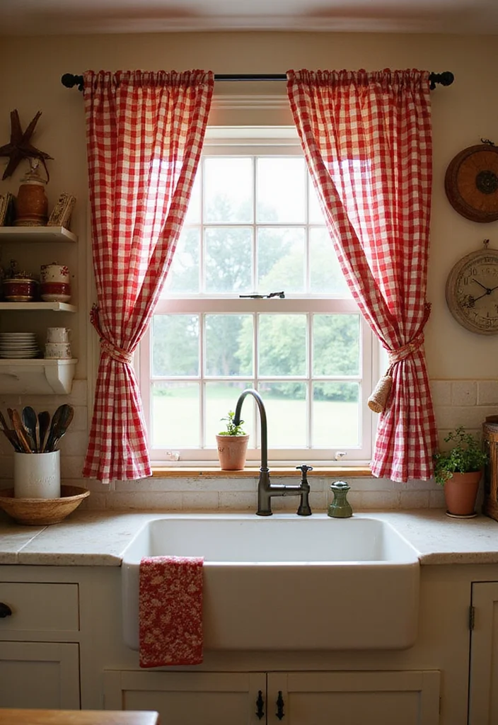 12 Farmhouse Curtain Ideas for Cozy Country Charm - 3. Checkered Patterned Curtains