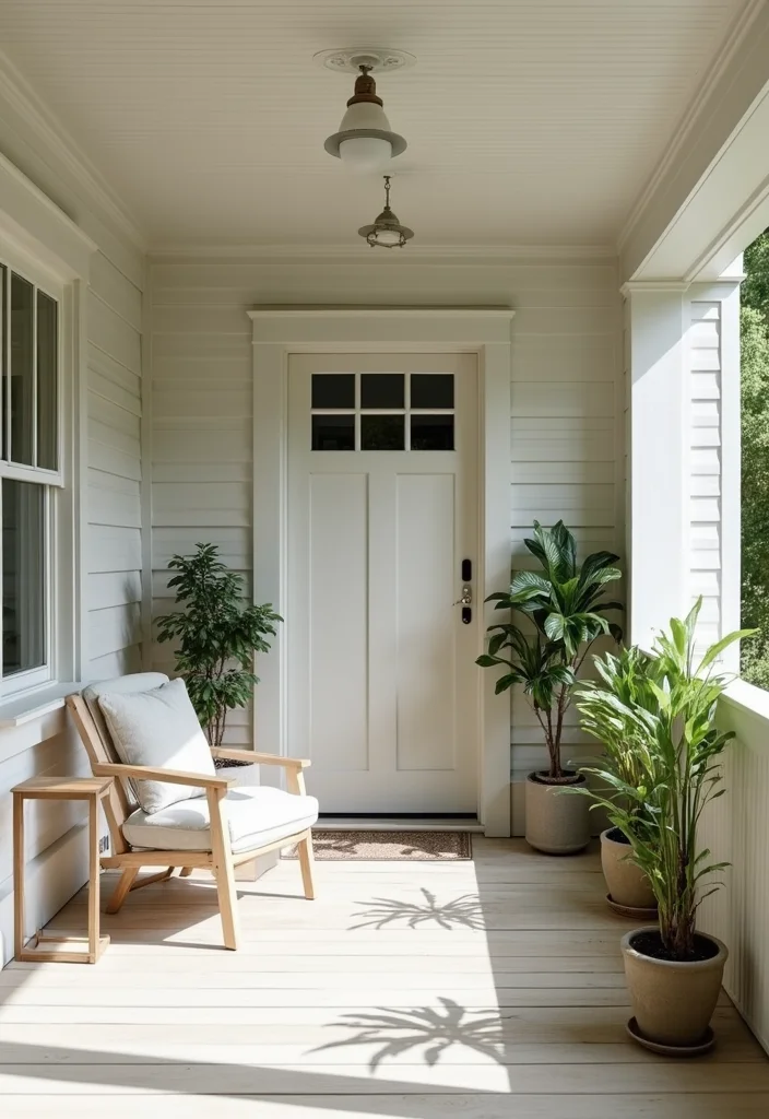 12 Farmhouse Front Porch Ideas for Warm Country Welcome - 12. Embrace Minimalism