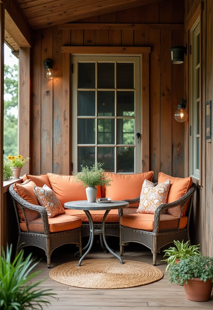 12 Farmhouse Front Porch Ideas for Warm Country Welcome - 5. Cozy Seating Nook