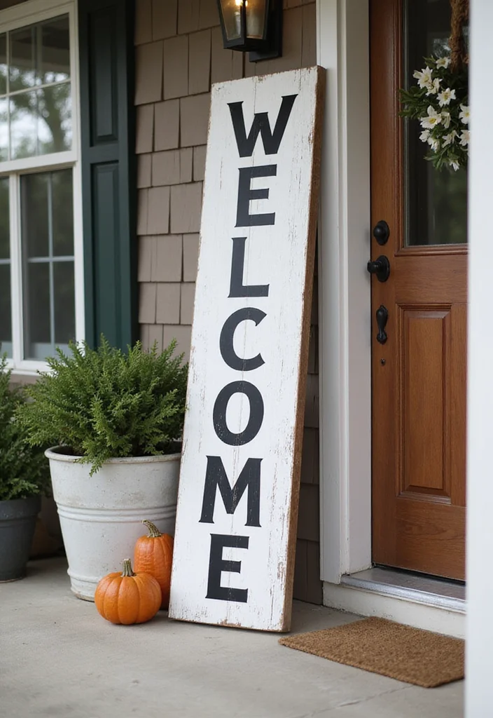 12 Farmhouse Front Porch Ideas for Warm Country Welcome - 7. Farm-Inspired Signage