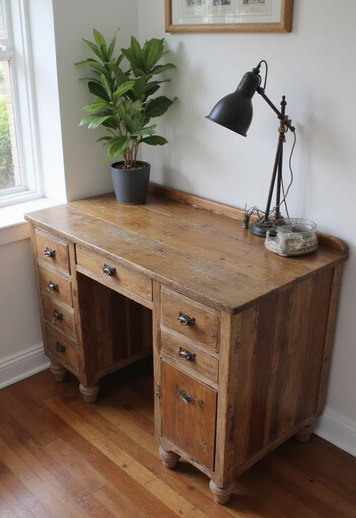 12 Farmhouse Office Ideas for Cozy Rustic Productivity - 1. Reclaimed Wood Desks