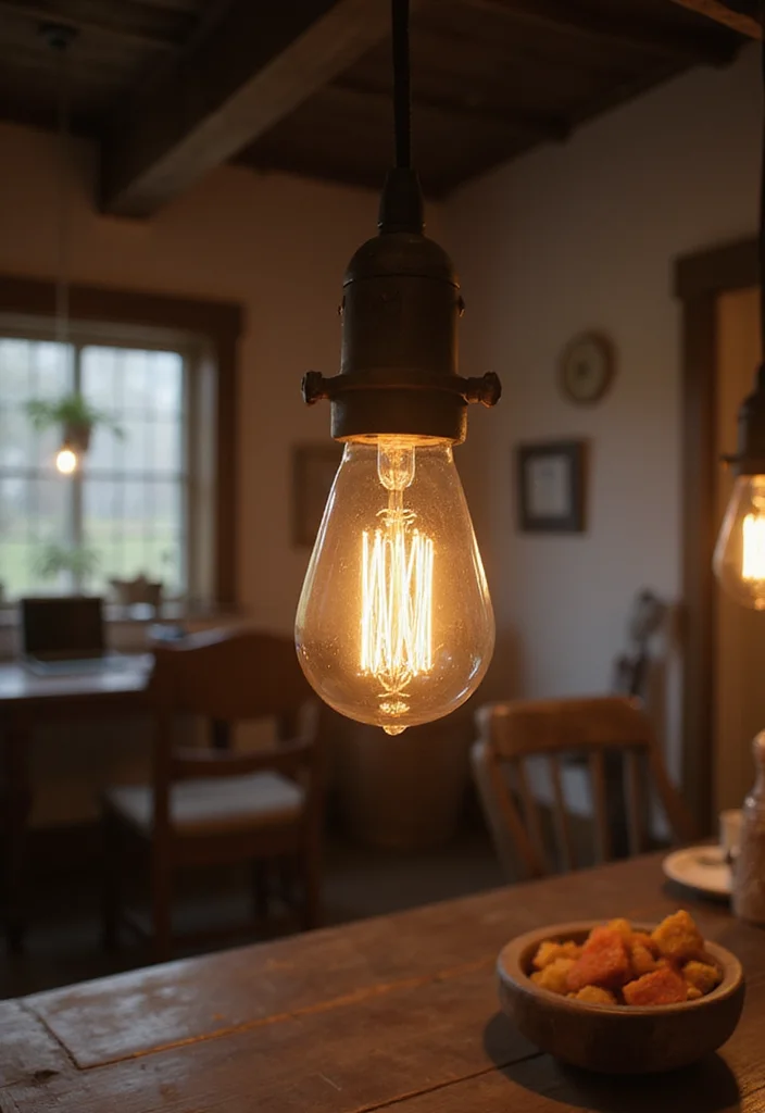 12 Farmhouse Office Ideas for Cozy Rustic Productivity - 10. Rustic Lighting Fixtures