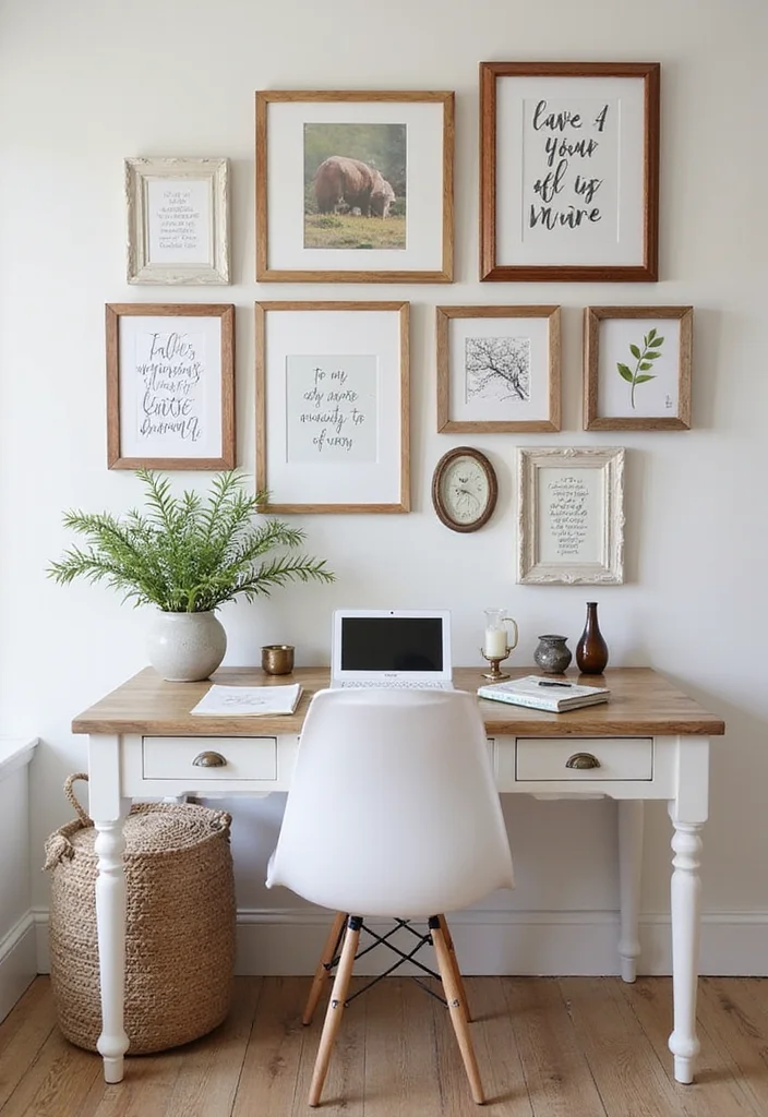 12 Farmhouse Office Ideas for Cozy Rustic Productivity - 4. Wall Gallery
