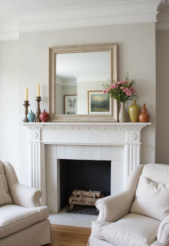 12 Fireplace Mantels Ideas for Classic Decorative Impact - 2. Whitewashed Charm