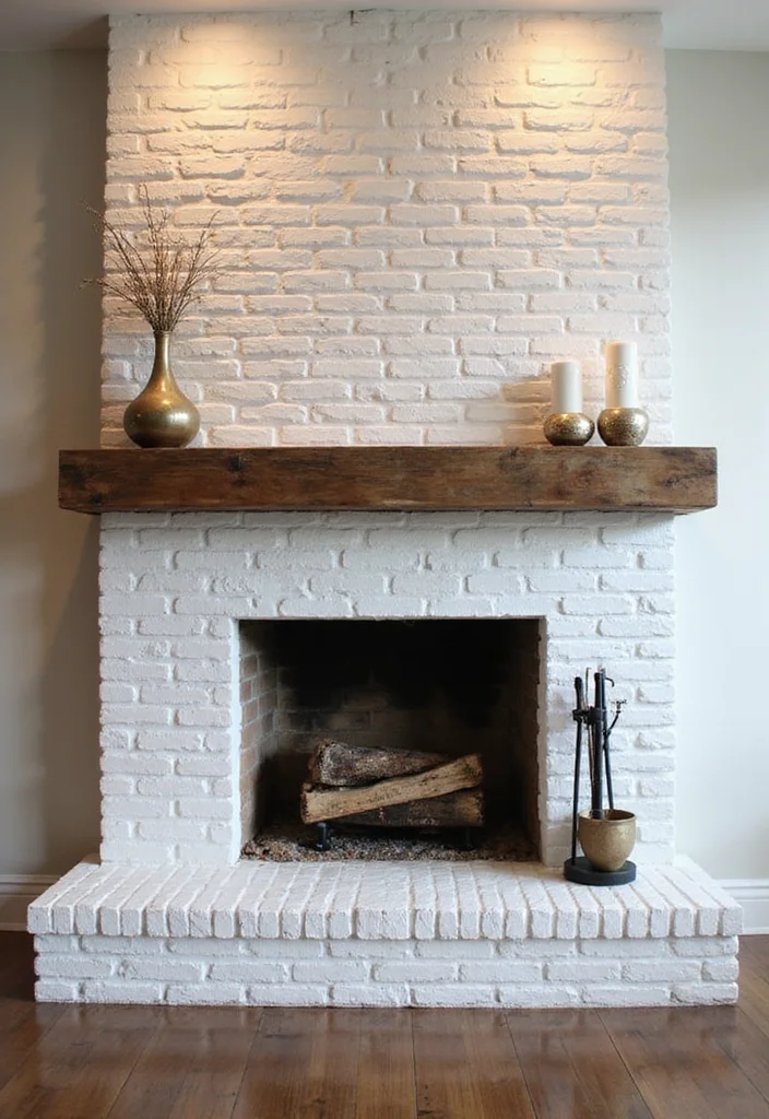 12 Fireplace Wall Ideas for Strong Warm Focal Points - 3. Whitewashed Brick Charm