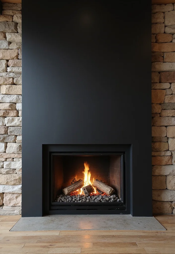 12 Fireplace Wall Ideas for Strong Warm Focal Points - 7. Dramatic Black Accents