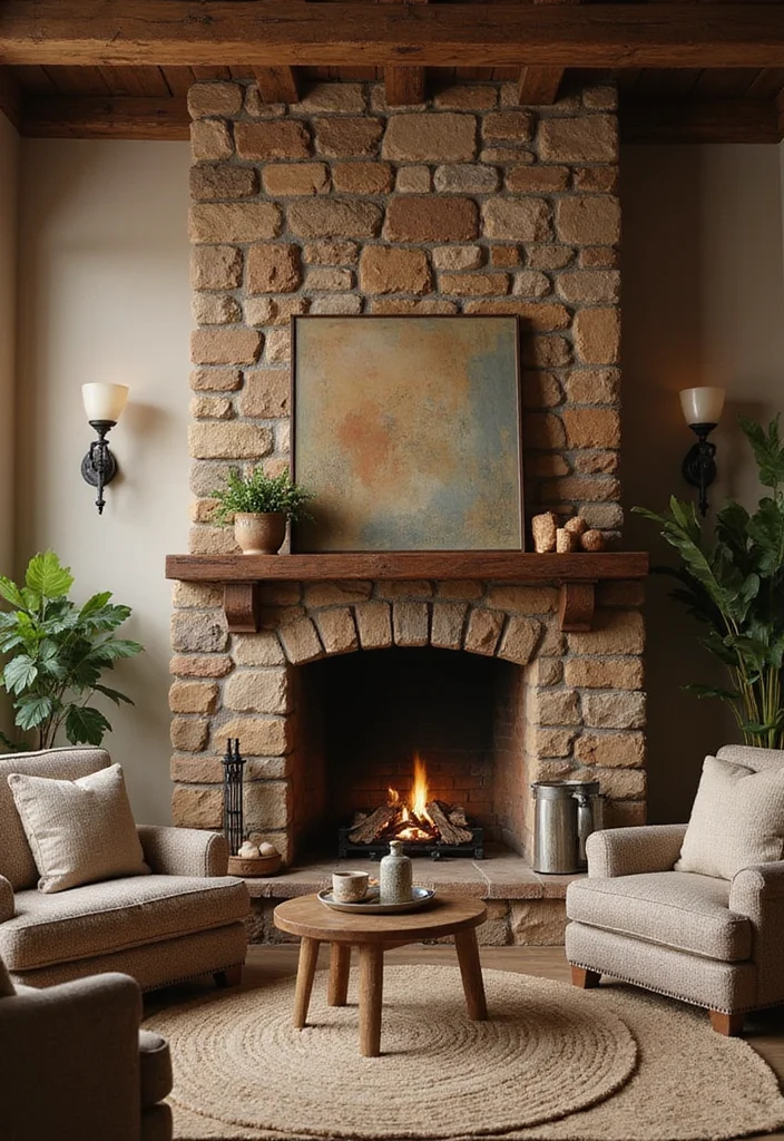 12 Fireplace Wall Ideas for Strong Warm Focal Points - 8. Earthy Color Palettes
