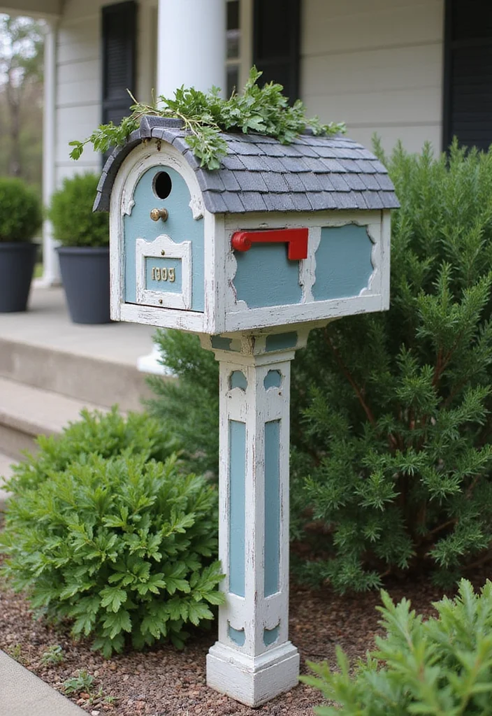 12 Front Porch Decorating Ideas for Inviting Style - 11. Eye-Catching Mailbox