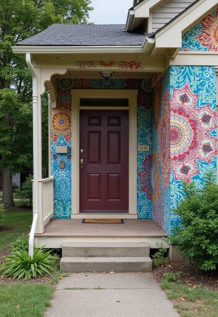 12 Front Porch Decorating Ideas for Inviting Style - 12. Artistic Wall Murals