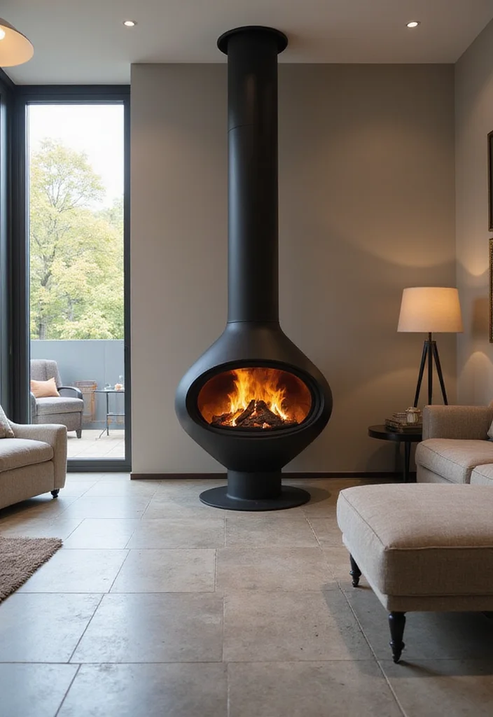 12 Gas Fireplace Ideas for Efficient Contemporary Comfort - 2. Freestanding Elegance