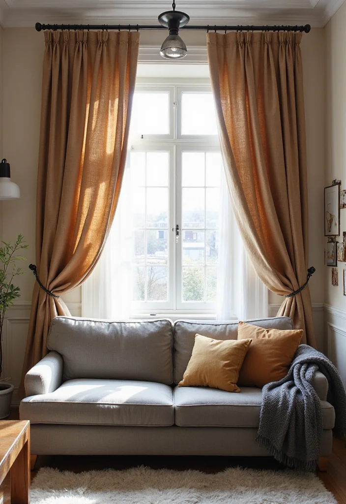 12 Grey Sofa Curtain Ideas for Clean Modern Harmony 122 12 Grey Sofa Curtain Ideas for Clean Modern Harmony - 12. Layered Looks for Extra Dimension