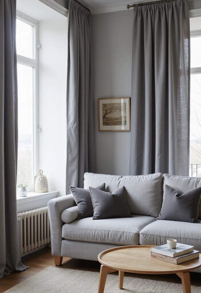 12 Grey Sofa Curtain Ideas for Clean Modern Harmony 34 12 Grey Sofa Curtain Ideas for Clean Modern Harmony - 4. Monochromatic Magic