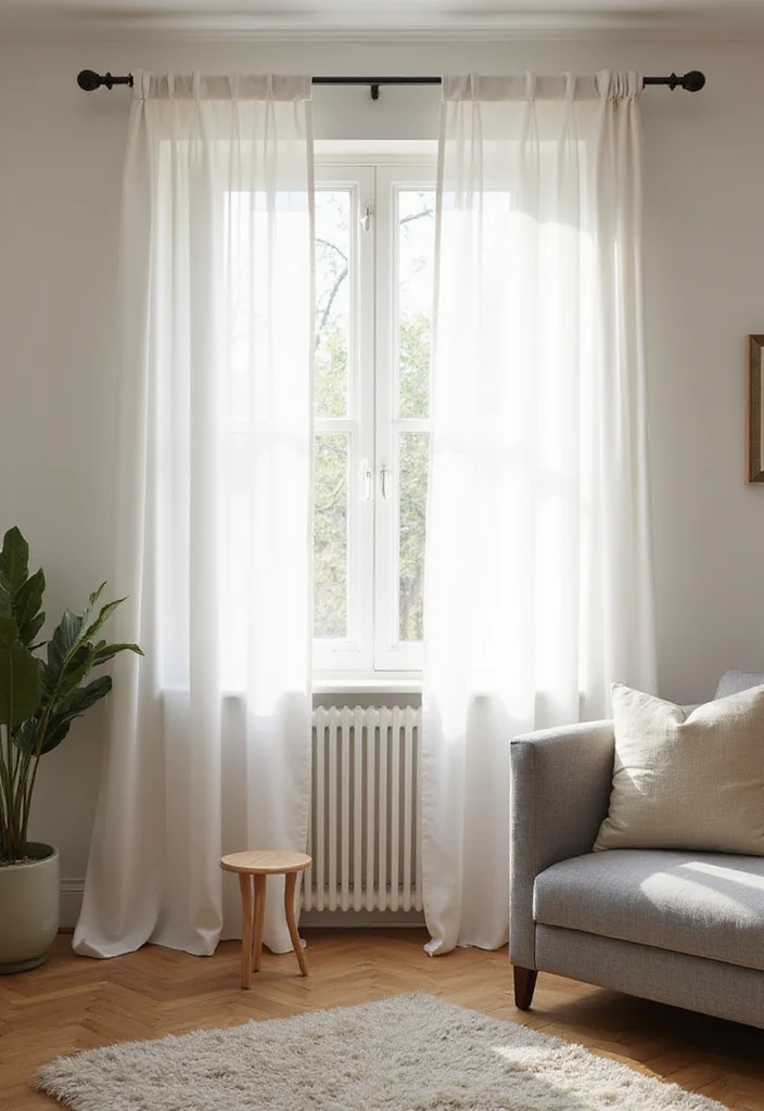 12 Grey Sofa Curtain Ideas for Clean Modern Harmony 56 12 Grey Sofa Curtain Ideas for Clean Modern Harmony - 6. Light-Filtering Fabrics for Cozy Ambiance