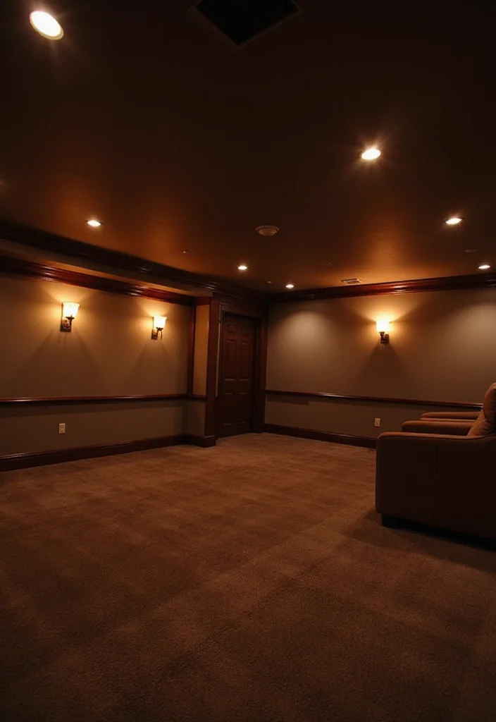 12 Home Theater Ideas Basement for Immersive Entertainment - 2. Layered Lighting Solutions