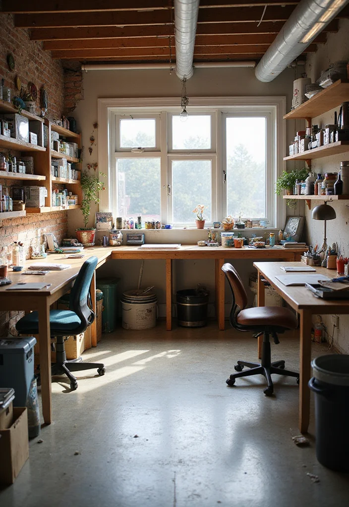 12 Large Basement Ideas for Multi Zone Function - 10. Multi-Purpose Craft Room