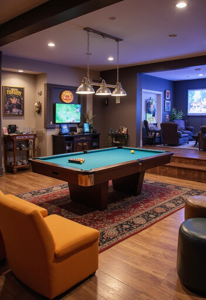 12 Large Basement Ideas for Multi Zone Function - 3. Game Room Extravaganza