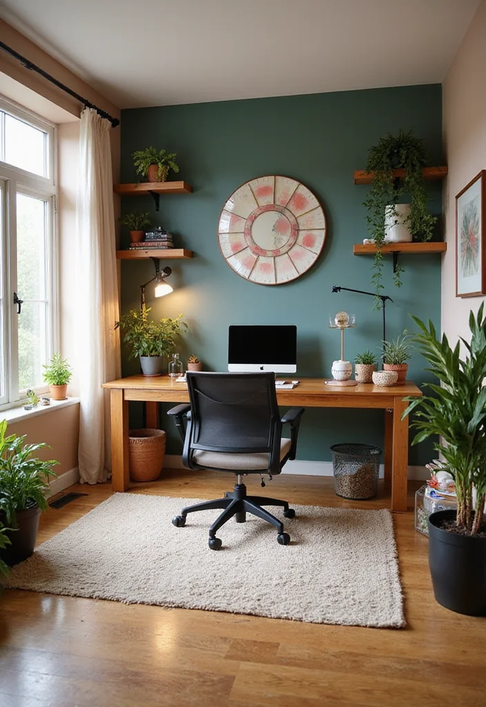 12 Large Basement Ideas for Multi Zone Function - 4. Stylish Office Nook