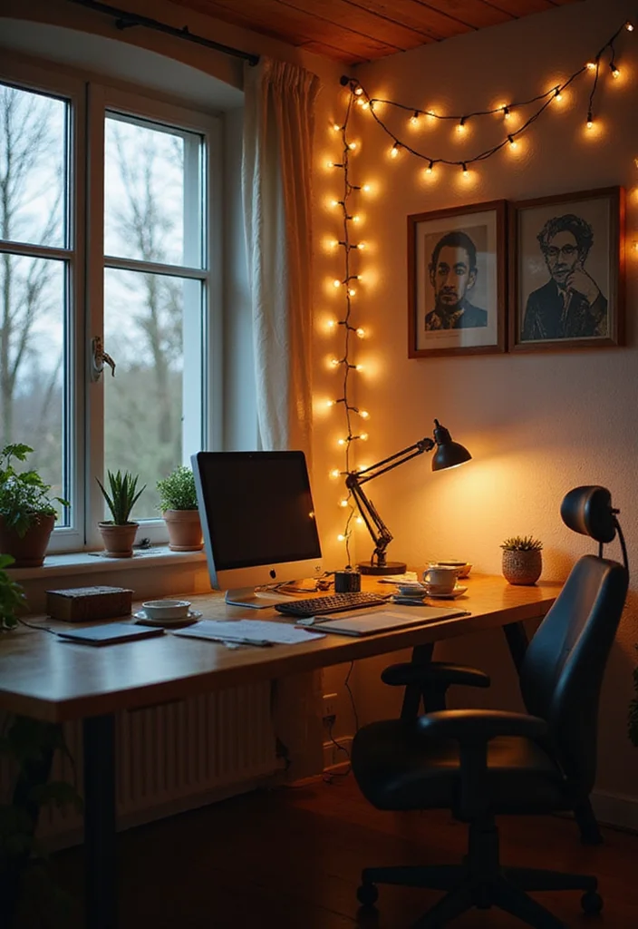 12 Office Decor Ideas for Clean Motivating Style - 7. Smart Lighting Choices