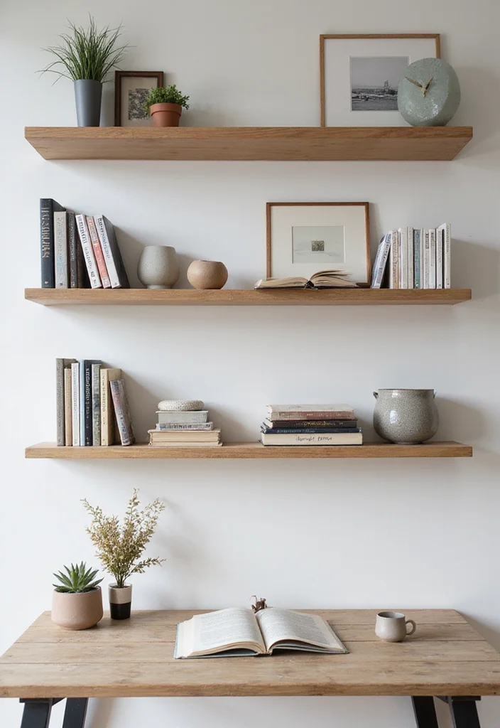 12 Office Library Ideas for Smart Stylish Book Storage - 1. Floating Shelves for Minimalist Appeal