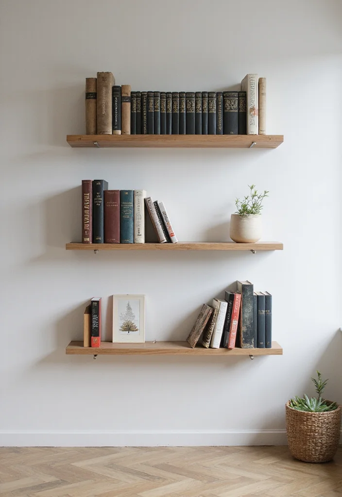 12 Office Library Ideas for Smart Stylish Book Storage - 11. Wall-Mounted Book Racks for Stylish Efficiency