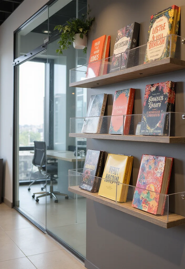 12 Office Library Ideas for Smart Stylish Book Storage - 8. Transparent Book Displays for Modern Flair