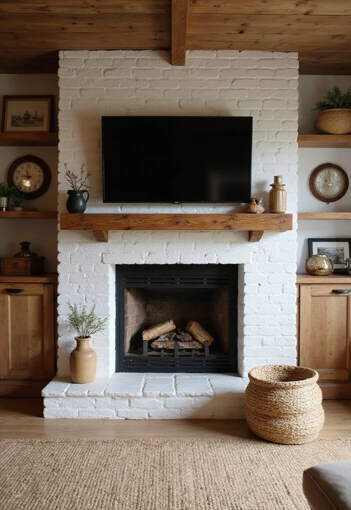 12 TV Over Fireplace Ideas for Clean Integrated Layouts - 10. Rustic Farmhouse Vibes