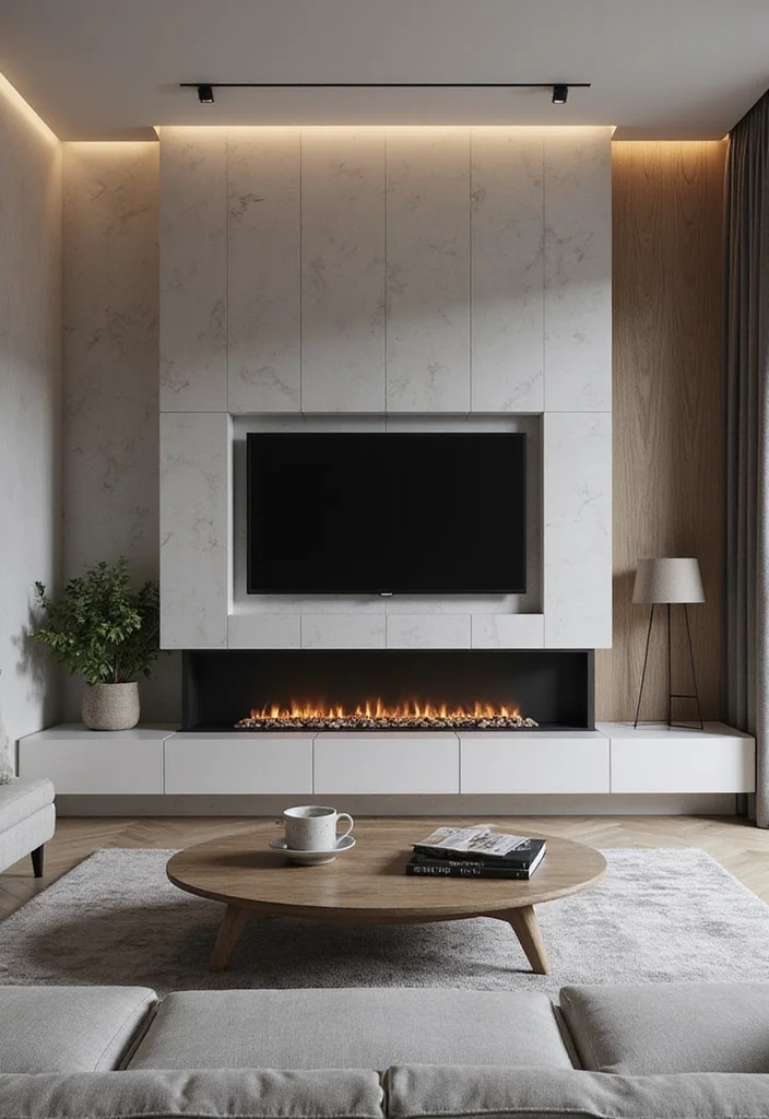 12 TV Over Fireplace Ideas for Clean Integrated Layouts - 6. Monochromatic Scheme with Subtle Contrast