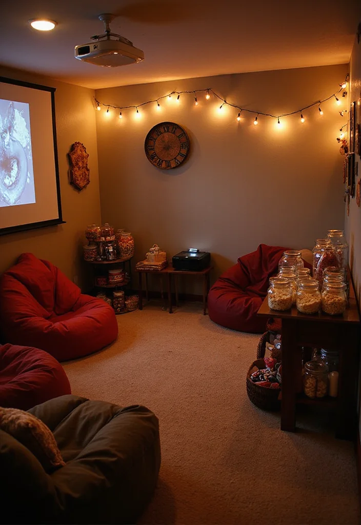 12 Unfinished Basement Ideas for Simple Budget Friendly Use - 2. Cozy Family Movie Theatre