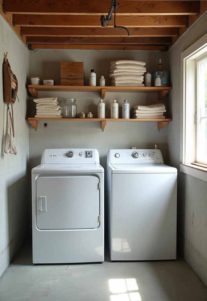 12 Unfinished Basement Ideas for Simple Budget Friendly Use - 8. Functional Laundry Space