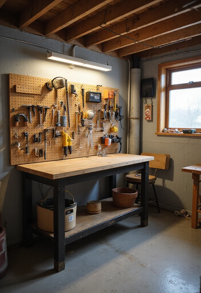 12 Unfinished Basement Ideas for Simple Budget Friendly Use - 9. Personal Workshop