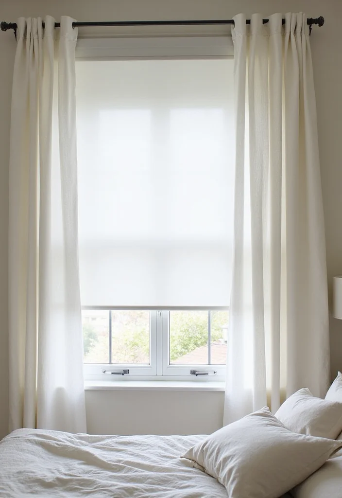 12 Window Blind and Curtain Ideas for Layered Light Control - 4. Cellular Shades with Lightweight Curtains